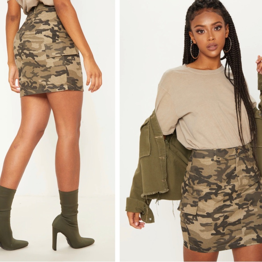 PrettyLittleThing High Waisted Camo Skirt